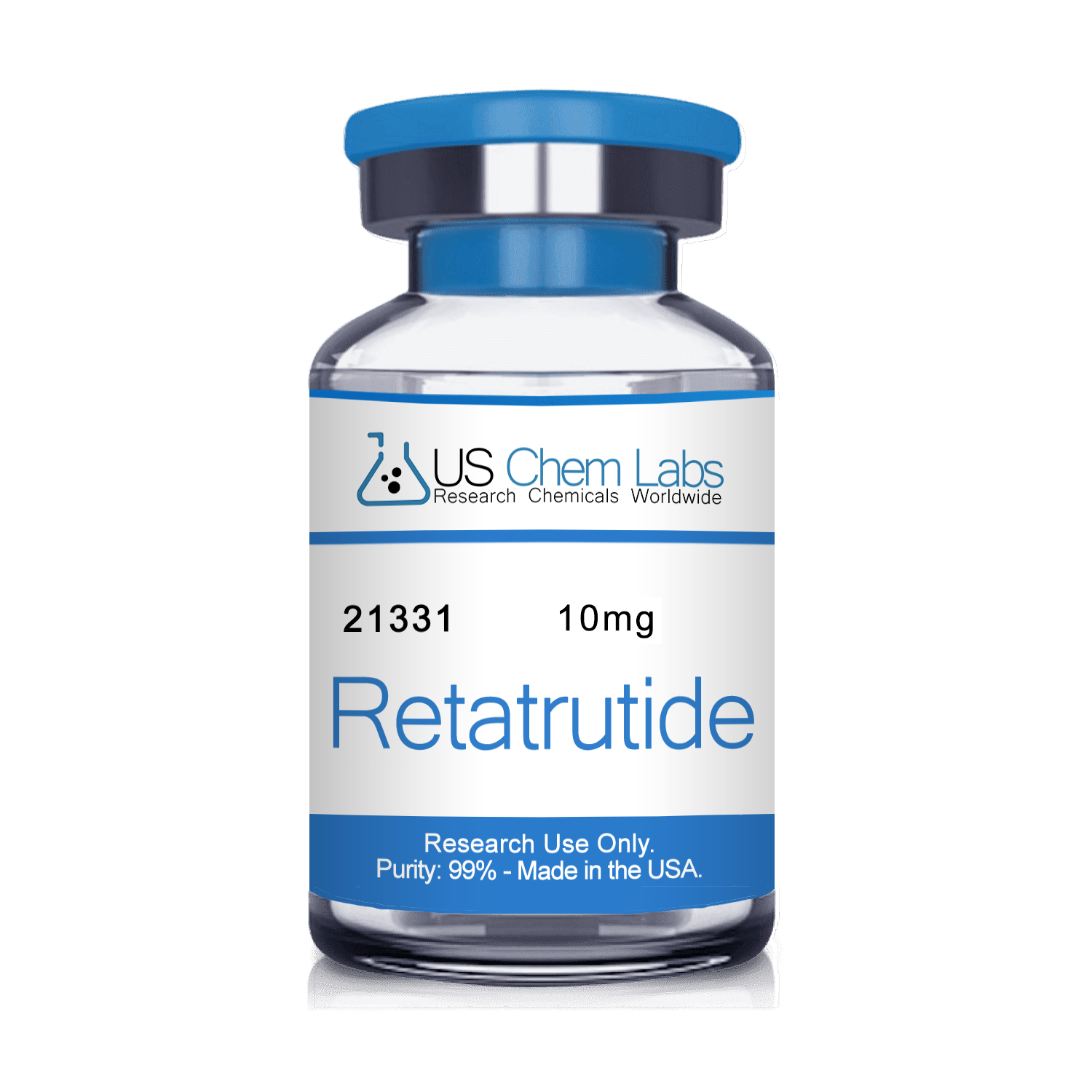 US Chem Labs Retatrutide 10mg 5 Vials research peptide vial image